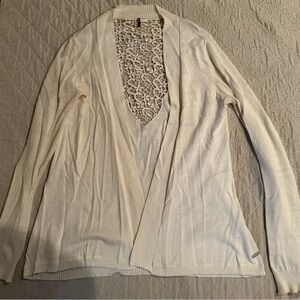 Element- Size-medium- Cream Women's cut out back Sweater, open front